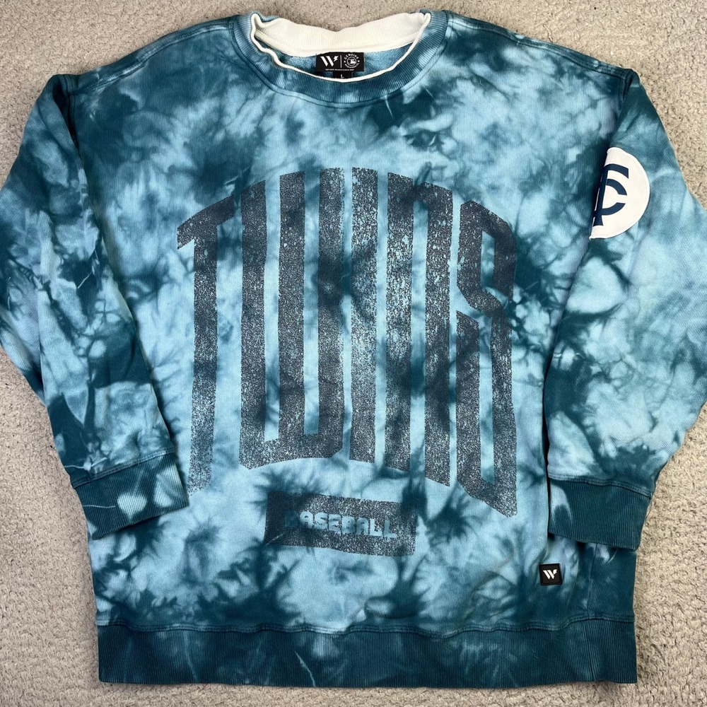 Minnesota Twins The Wild Collective Sweatshirt Baseball Sweater Teal Tie Dye L